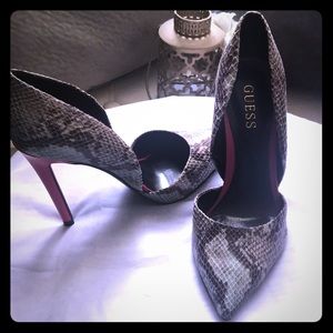 Guess, Snake skin and Fuchsia Heels